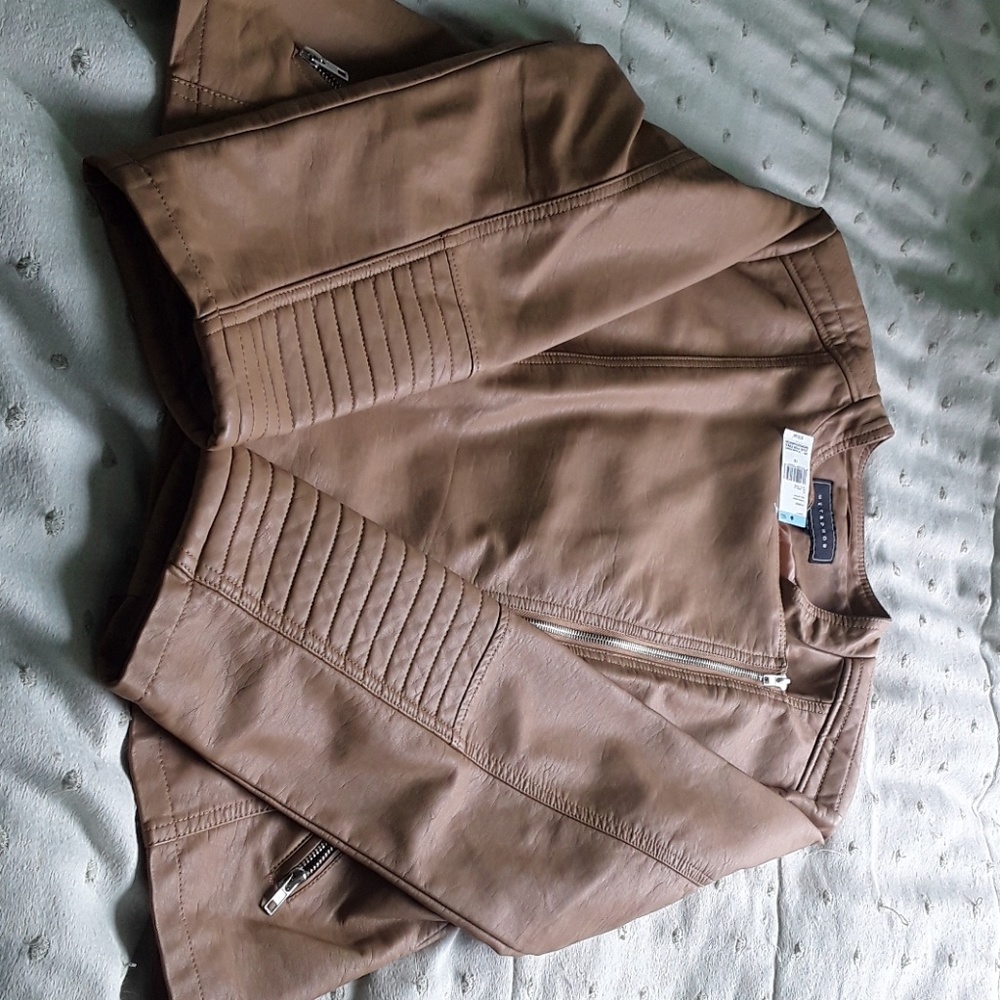 Metaphor long sleeve faux leather looking jacket